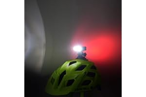 WASAGA Casco da bicicletta leggero, 200 Lumen LED Casco da Bicicletta Luce 3 Modalità USB Ricaricabile Impermeabile Faro Anteriore Bici e 5 Modalità Luce Posteriore Bici