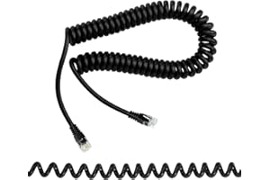 RIIEYOCA RJ12 kabel do telefonu komórkowego, 6P6C męski na męski, prosty przewód, zwijany kabel sprężynowy – rozciągliwy do 4,92 ft