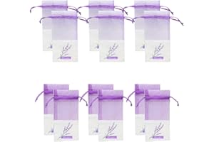 Geila 12pcs Sachet Empty Bags Purple Drawstring Gauze Cotton-ramie Sacks for Lavender, Spice and Herbs (Drawstring Bag)