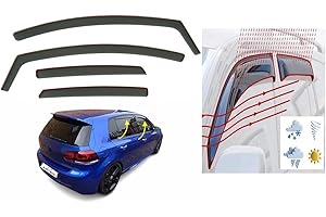 OEMM Lot de 4 déflecteurs d'air compatible Volkswagen MK6 Golf 6 Berline 5 portes R GTI GT 2008 2009 2010 2011 2012 2013 en verre acrylique