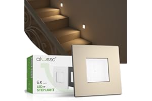 ALUSSO 3CCT Regulable Iluminación Escalera, 230V 0.5W/1.5W/2.5W Luz Led Escaleras, 3000K/4000K/6500K IP44 Luz de Empotrada, Níquel Cuadrado, Paquete de 6