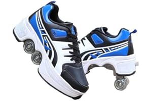 duvetset Roller Skates Women Quad Roller Skates Roller Skates Kids Roller Skates Sports Shoes Inline Skates Adjustable 2-in-1 Multi-Purpose Shoes,Blauschwarz-EU43