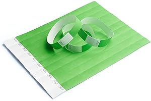iboo 500 Stück 500 Tyvek-Papierarmbändern für Kontrolle und Sicherheit – für Veranstaltungen, Partys, Festivals und Reisen – Eingangsarmbänder (grün)