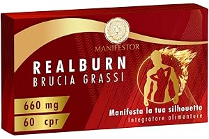 MANIFESTOR Brucia Grassi Potenti Veloci Dimagrante 60 Compresse - Con Ribolife®, Garcinia Cambogia, Glucomannano Blocca Fame e Bromelina Forte Drenante Sgonfia Pancia