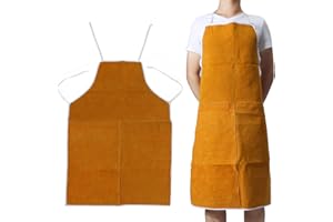 MASUNN Tabliers en Cuir De Vache De Soudure Protection D'Isolation Thermique Soudeurs Forgeron 93X64Cm