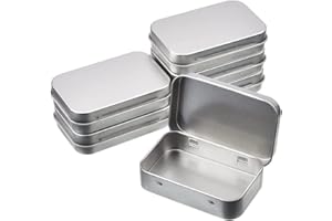 SECALIFE 6 Pack Tins Container Metal Rectangular Empty Hinged Tins Box with Lids, Mini Portable Storage Box Small Storage Containers for Home Organizer