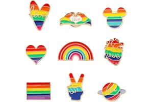 RHQFDM 9 Stück Regenbogen broschen LGBT Abzeichen Brosche Pins Pride Abzeichen Regenbogen Flagge Pin Gay Pride Pins Kit für Pullover Schals Bandanas Rucksack Dekoration