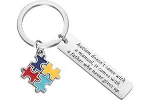 MYSOMY Autism Mom Keychain Autism Awareness Gifts Autism doesn't Come with a Manual It Comes with a Mother who Never Gives Up