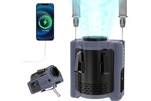 MERTTURM Bältesburen Fläkt med 5 Hastighetsnivåer, 10000mAh Uppladdningsbar Nackfläkt, Powerbank, LED Belysning, Handsfri Kyl