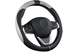 LOVEAUTO OFZVEO Cubierta del Volante Fundas para Volante de Cuero Universal 37-38cm / 15" Antideslizante Transpirable Durable (Gris)