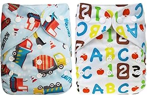 DEBAIJIA Coprispalle per Pannolini di Stoffa Casual Riutilizzabile Impermeabile Traspirante Regolabile Lavabile Bambino Pannolini Giornalieri Adatto per 0-36 Mesi Neonato Senza Inserto 2 / PCS