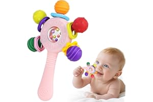 MPQMPQ Baby Toys 0-6 Months,Sensory Toy for Baby 0-6 Months Montessori Rattle Early Educational Teething Toys for Babies Teether Chew Partner Gift for Newborn Boys and Grils(Pink)