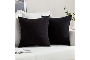 MIULEE 2er Set Granulat Kissenbezug Ananas Weiches Massiv Dekorativen Quadratisch Überwurf Kissenbezüge Kissen für Sofa Schlafzimmer 16"x16", 40 x 40 cm Schwarz