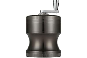 LIHAO Grinder Orginal, 6.3cm Moulin à Herbes Épices en Zinc Alliage en 4 Pièces avec Manivelle - Nickel Noir