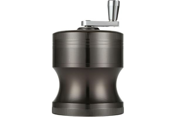LIHAO Grinder Orginal, 6.3cm Moulin à Herbes Épices en Zinc Alliage en 4 Pièces avec Manivelle - Nickel Noir