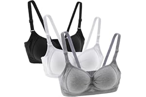 Anntry Sujetador Deportivo de algodón para niña Adolescente con Correa Ajustable Desmontable Bralette de Entrenamiento Paquete de 3