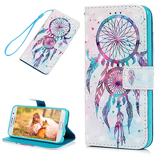 Lanveni Samsung Galaxy S6 H  lle  Handyh  lle Galaxy S6 Flip Case Cover PU Lederh  lle Schutzh  lle Magnetverschluss Ledertasche mit Stander Function 