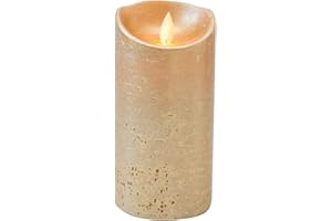 COEN BAKKER LED Echtwachskerze - Gold Rustik - D7,5cm / H15cm - mit Wackelflamme - Batteriebetrieben - Timerfunktion - Weihnachtsdeko