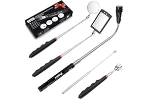 Preciva 5-teiliges magnetisches Teleskop-Aufnahmewerkzeug-Set mit 15 Pfund und 1 Pfund Aufnahmestange, rundem und quadratischem, um 360 Grad drehbarem, verstellbarem Inspektionsspiegel und teleskopie