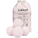 Ezhippie Trocknerbälle aus natürlicher Wolle – Stoffweichmacher, reduziert Falten und wiederverwendbar, 4 Stück [XL]