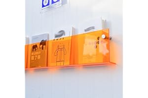 NOWLIN Zeitungsständer Zeitschriftenregal Acryl-Magazin-Wandregal, Klarer Prospekthalter Ständer Wandhalterung Literatur Katalog Bücherregal Blau Grün Orange, Breite 60 80 100 120 Cm ( Color : 1 pack Orange