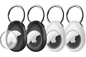 [4-Stück] Pnitri Hülle für Air Tag, AirTag Schlüsselanhänger Schutzhülle für Schlüssel, Tasche, und Haustier, Staubgeschützt Kratzfest Sturzsicher Feststoff AirTag Anhänger(Schwarz/Weiß)