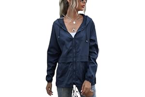 SotRong Chaqueta impermeable ligera y plegable para mujer, rompevientos para ciclismo al aire libre, chaqueta con cremallera con capucha, de secado rápido, impermeable a prueba de ducha