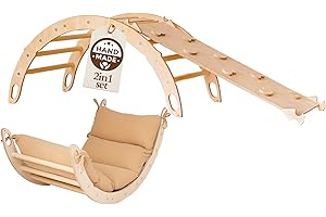 WoodsCraft Climbing Arch with Cushion & Slide Indoor | Rocker Children & 2-in-1: Baby Slide & Ramp | Wooden Montessori Climbing Frame Indoor Play Equipment & Playground | Climbing Children Indoor