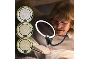 SUNXBUK Lente di Ingrandimento per Lettura, Lente Ingrandimento a Mani Libere, Lente d'ingrandimento con Luce Regolabile per Lavoro e Lettura, Flessibile a Collo d'oca a Pagina Intera