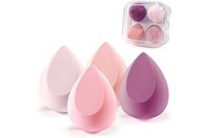 ELALOVE 4 Piece Makeup Sponge Set, Moisturising Sponges for Foundation, Concealer and Powder, Cosmetic Accessories with Storage Box