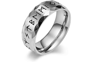 MERTTURM Anello Uomo, Anelli in Acciaio Inossidabile con Rune Vichinghe, Nero/Argento/Oro-Anello di Matrimonio con Rune Norrene, Gioielli per Uomo, Regalo per la Festa del Papà/San Valentino/Natale