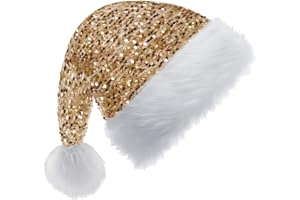 YAYAFUNFUN Pailletten Weihnachtsmütze für Erwachsene Kinder,35*45cm Nikolausmütze Plüsche Weihnachtsmann Mütze,Warm Dicker Nikolaus Mütze Santa Clause Mütze für Männer Frauen Familie Weihnachtsfeier