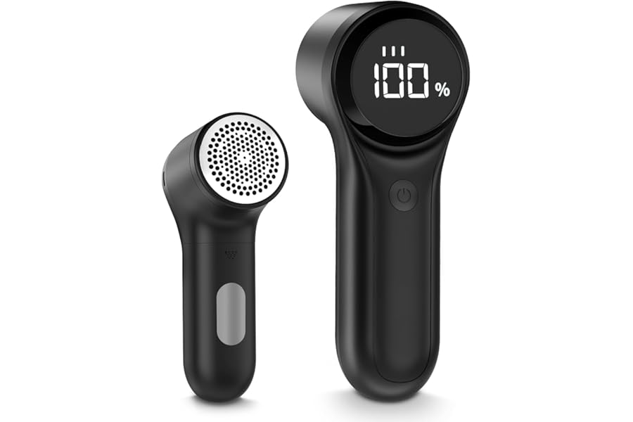 BZGG Rechargeable Lint Remover, Bobble Remover for Clothes, 3 Speeds Adjustable Fabric Shaver, LED Display Bobble Remover for Clothes, Lint Shaver for Various Fabrics, Black
