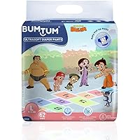 Bumtum Chota Bheem Large Baby Diaper Pants, 62 Count, Leakage Protection Infused With Aloe Vera, Cottony Soft High Absorb Tec