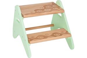 B. spaces Stabiler Tritthocker Kinder aus Holz – Hocker, Schemel mit 2 Stufen – Kindermöbel mintfarben für Bad, Küche, Kinderzimmer ab 2 Jahre, Klein