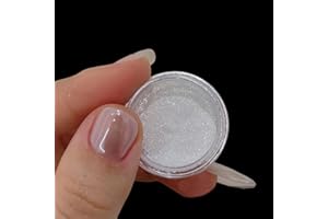 GZMAYUEN Clear White Pearl Chrome Nail Powder 2 Boxes Transparent Ice Shimmer Chrome Pigment Powder for Nails Nail Art Manicure Decoration