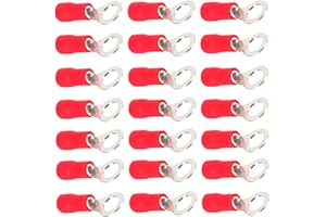 Mintice 100 X Rojo Cobre Anillo a Tope Aislado Conectores Terminales Calibre 16-22 AWG Rizar Alambre Cable Eléctrico Engarzado Crimpadora Inalámbrico Impermeable M8