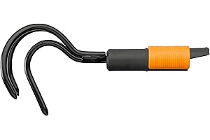 Fiskars Grubber, Gerätekopf, Länge: 33 cm, Breite: 9 cm, Karbonstahl-Zinken, Schwarz/Orange, QuikFit, 1000685