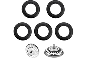 DEFRESIT Zestaw 5 sztuk koszyków sitkowych do zlewozmywaka, filtr do zlewozmywaka ze stoperem – platforma do elastycznego sitka, uniwersalna część zamienna (czarna)