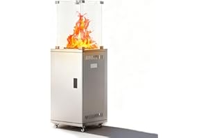 RYUHIC Gas Terrassenstrahler - 11kW Leistungsstarker Standheizer mit Rädern für Garten - Terrasse & Außenbereiche - Tragbarer Propan Heizer inkl. Regler & Schlauch