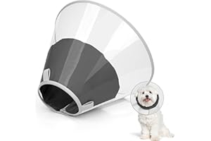 Supet Dog Cone Collar to Stop Licking with Soft Pad, Clear Elizabeth Recovery Collar after Surgery, Neutering, Injury, Pet Head Cone Alternative for Large, Medium, Small Dogs (Black,M)