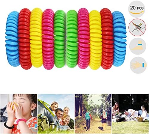 Mosquito Repellent Bracelet Ecooltek 20 Pack Deet Free Insect Repellent Bands with Essential Oil No Spray Up to 250HRS of Bug and Insect Protection for Kids Children and Adults, Indoor & Outdoor
