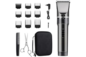 WONER Tondeuse Cheveux Hommes Professionnelle sans Fil Moteur Silencieux Lame Céramique Tondeuse Barbe Rechargeable Coffret pour Hommes Père Mari Enfant Famille