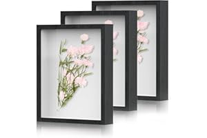 ACEBLISS 3 Pack Shadow Box Frame 8x10 Inches 3D Deep Picture Frame with Glass Shadow Boxes Display Cases for Wall and Tabletop, Memory Box for Photos, Dried Flowers, Medals, Handicrafts Picture Frames (Black)