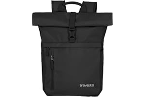 Travelite Handgepäck Rucksack, Laptop Rucksack 15,6 Zoll, BASICS, Reiserucksack Rolltop Funktion, 60 cm, 35 Liter