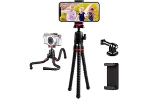 LINKCOOL Phone Tripod​ – Portable 360° tripod with Bluetooth remote, fits phones, iPads & cameras. Perfect for travel & vlogging-Black