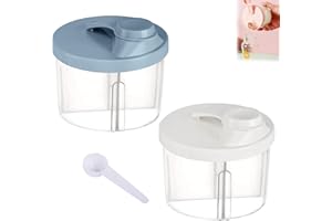 MXYZQDE 2 Stück Milchpulver Aufbewahrungsbox, Milchpulver Portionierer mit 5g Messlöffel, Drehbare Pulver Behälter für Traveling/Visiting/Shopping