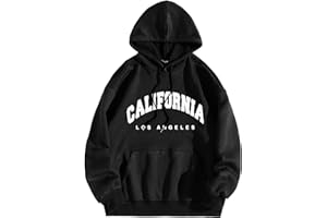 UnoSheng Sweat à capuche pour homme avec impression lettre - Pull à capuche California, surdimensionné, veste de saison d'automne - Doux, confortable, respirant, sweat-shirt pour homme streetwear