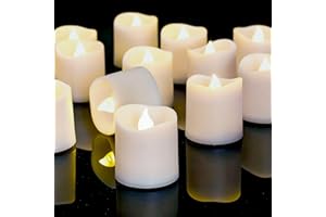 Homemory Vovite Tea Lights, Battery Operated Last 200+ Hours, Bright Flickering Electric Fake LED Flameless Candles, for Festivals Home Living Room Table Decoration,12 Pack