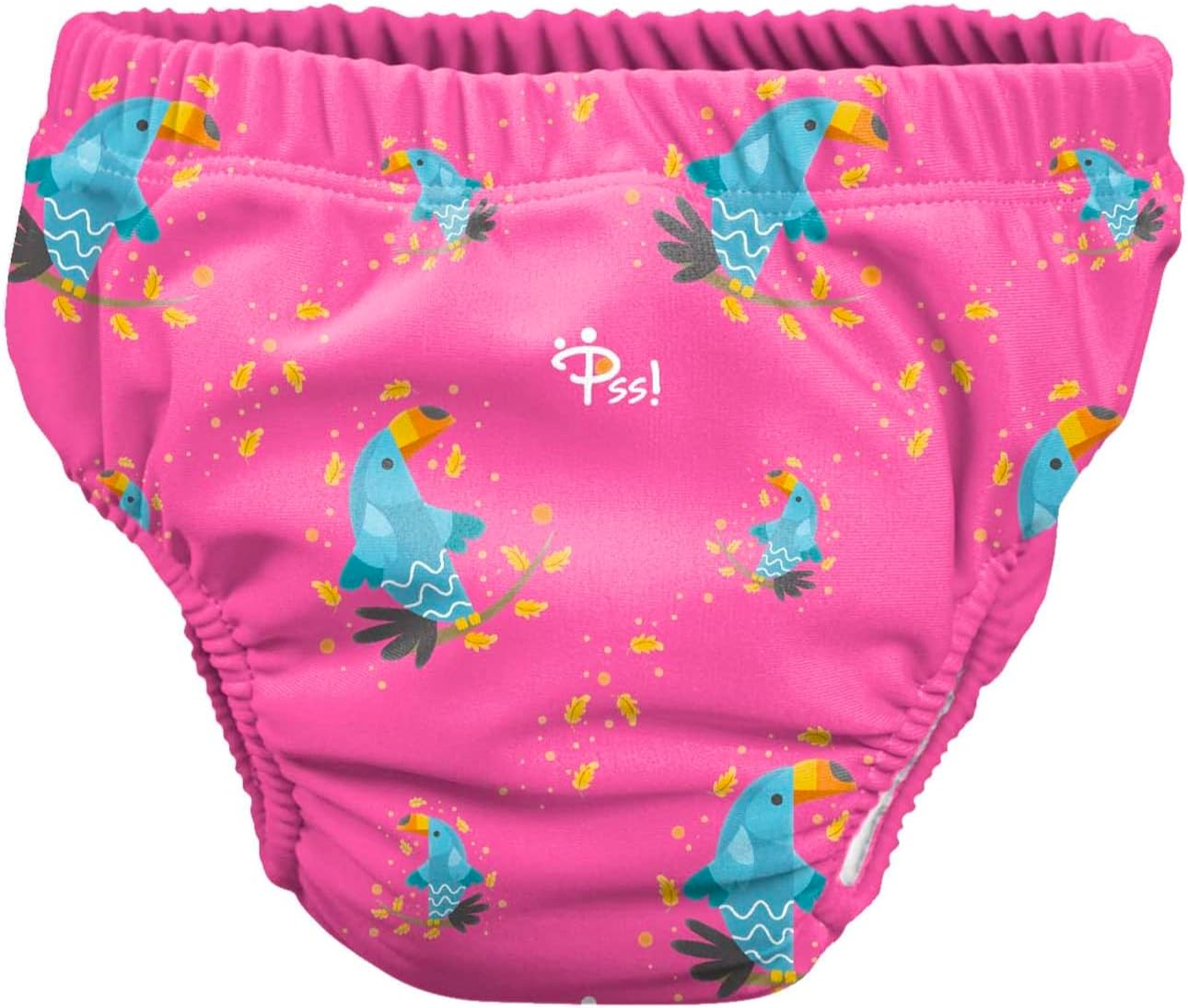 Pss! - Pañal de Agua para Bebé - Modelo Crazy Toucan - Para Bebés de 3 a 8 kg - Talla M - Unisex - Diseño Multicolor - Absorbente y Reutilizable - Impermeable y Cómodo - 1 Unidad